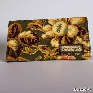 Longaberger Checkbook Cover - Majolica Garden Fabric Green Pink Floral